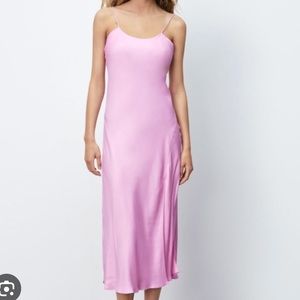 Zara satin split dress small size in pink very good condition no defects&stain